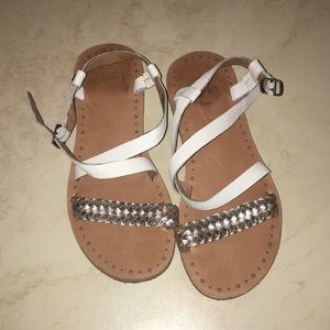 Strappy white and silver UGG sandals